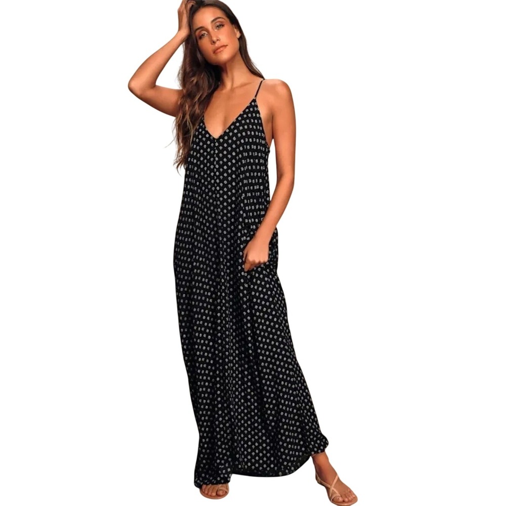Lulus Yours Tule Black Floral Print Maxi Dress S/M- see disclaimer for damage - Picture 1 of 11
